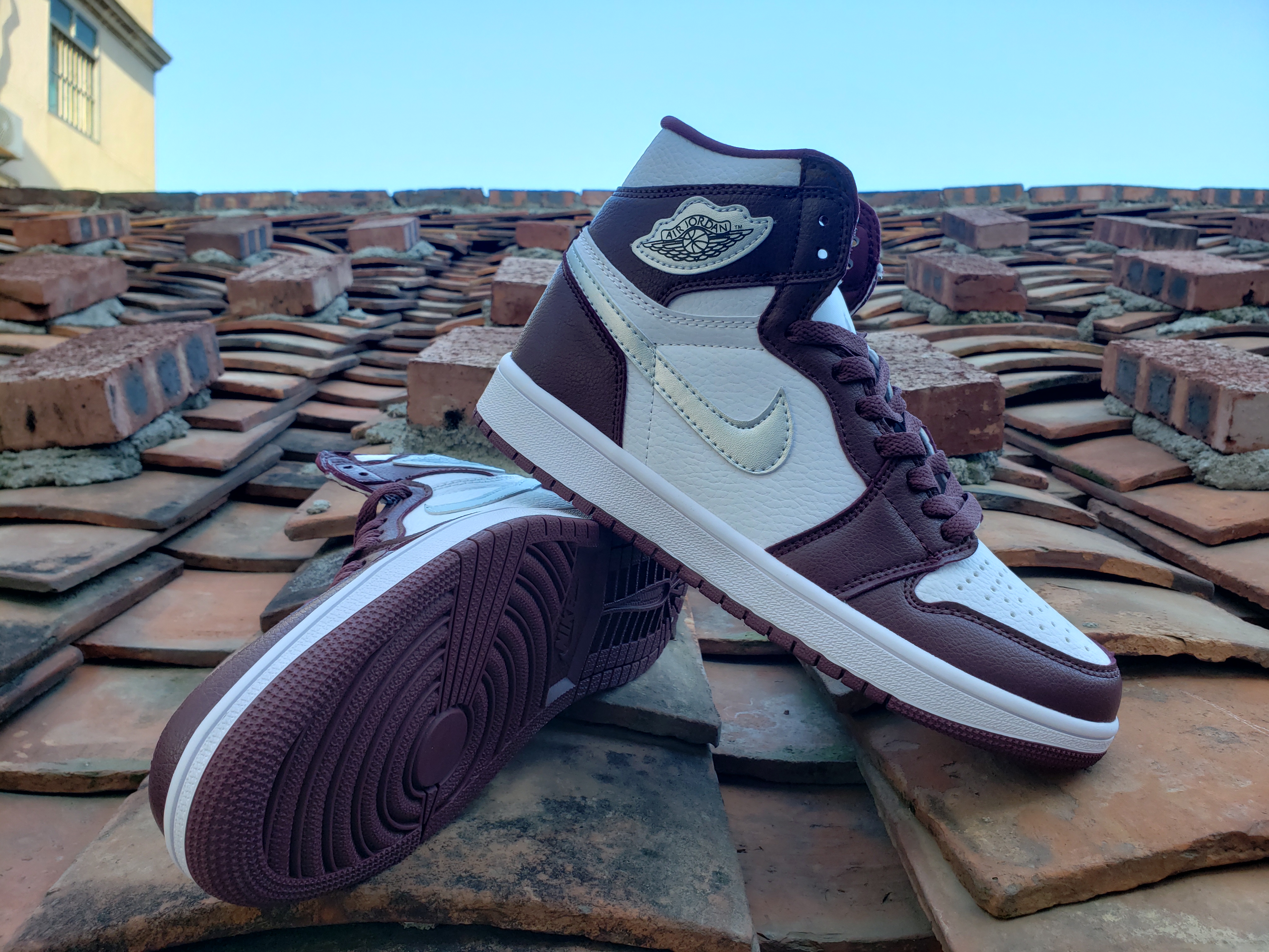 2021 Air Jordan 1 High Wine Red White Shoes